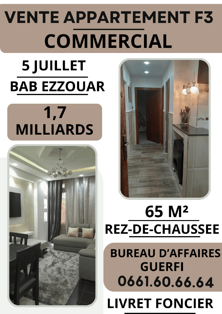 VENTE APPARTEMENT F3 COMMERCIAL