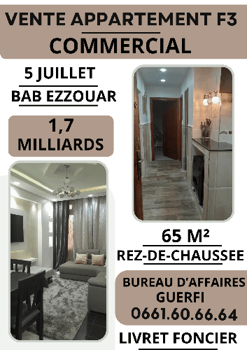 VENTE APPARTEMENT F3 COMMERCIAL