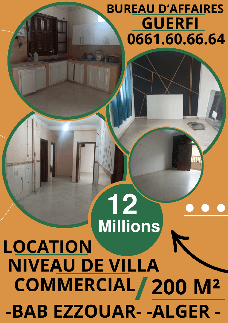 LOCATION NIVEAU DE VILLA COMMERCIAL