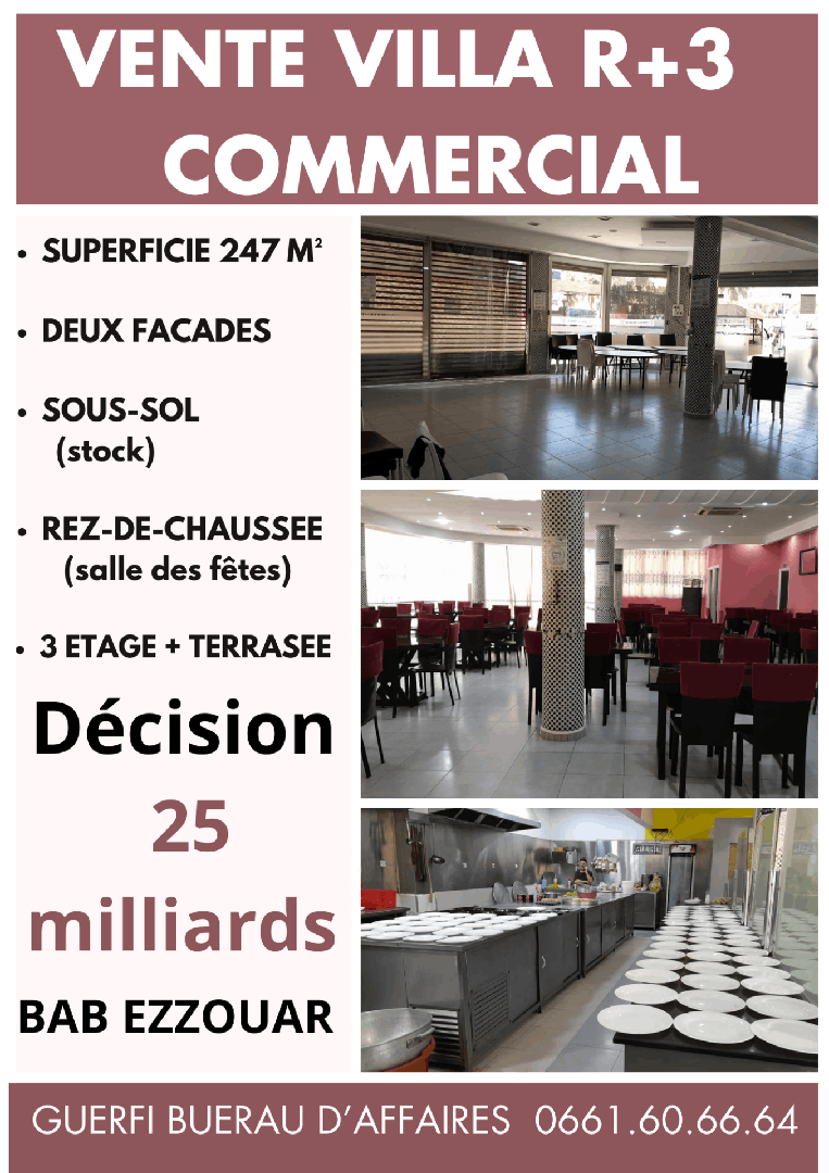  Vente villa r+3 commercial