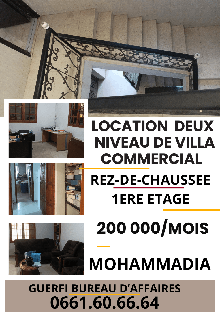 LOCATION DEUX NIVEAU DE VILLA COMMERCIAL