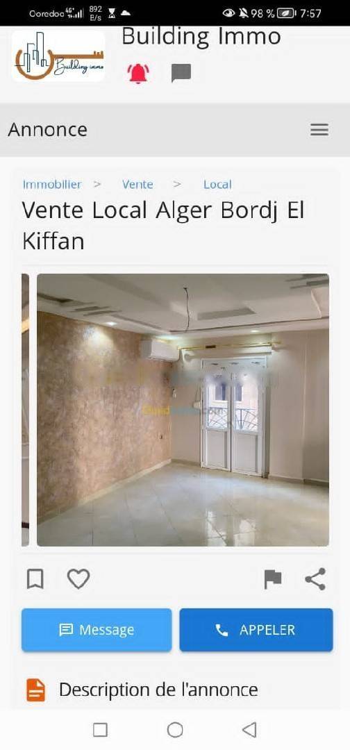 Vente Appartement F4 Bordj El Kiffan