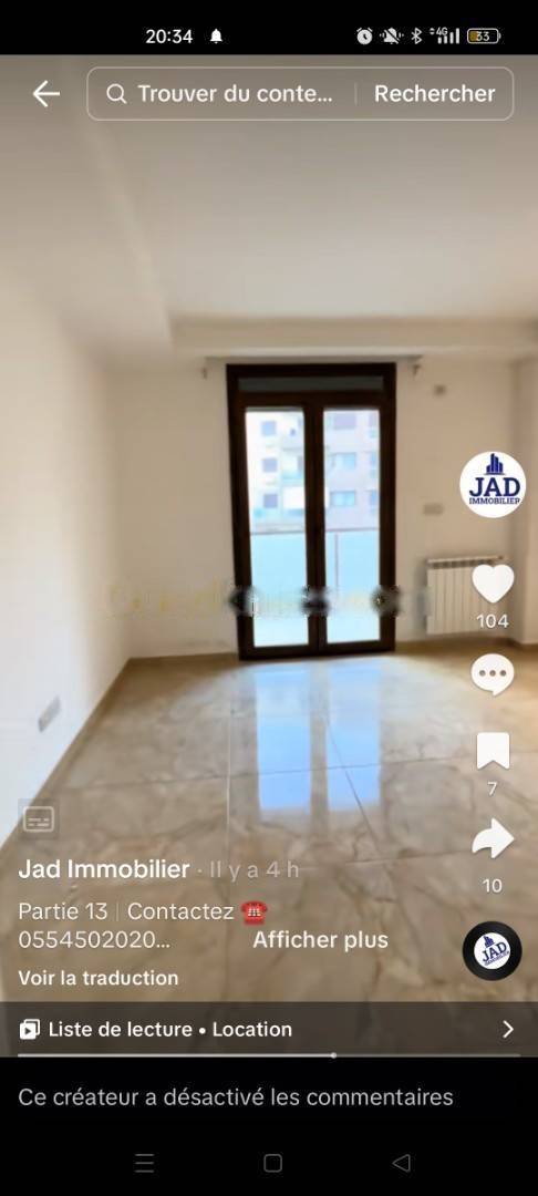 Location Appartement F4 Cheraga