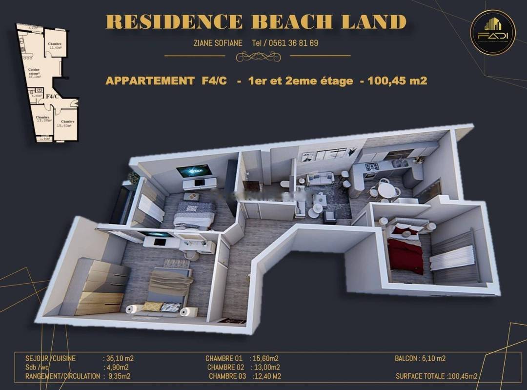 Vente Appartement F4 Bordj El Bahri