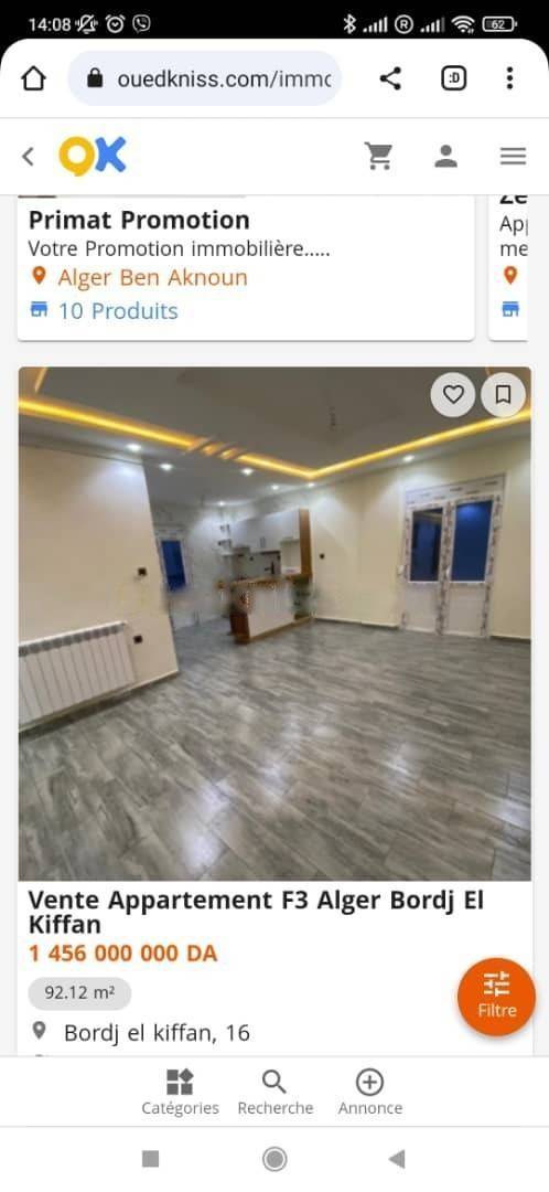 Vente Appartement F3 Bordj El Kiffan