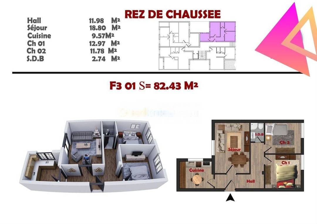 Vente Appartement F3 Cheraga