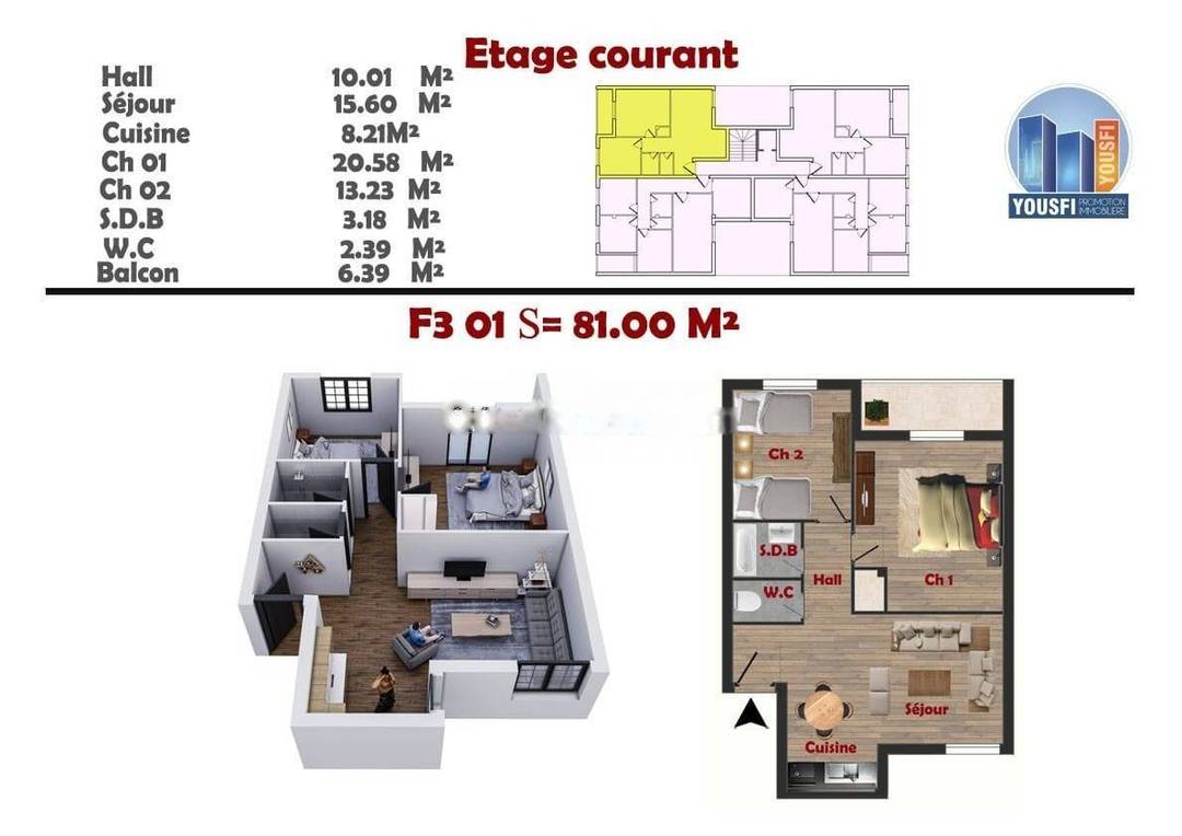 Vente Appartement F3 Cheraga