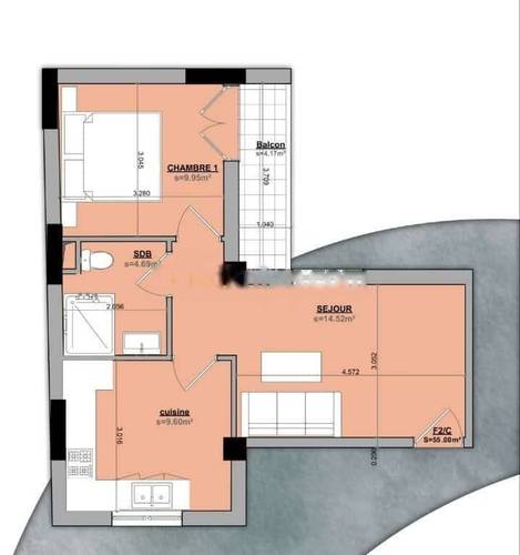 Vente Appartement F2 Bordj El Kiffan