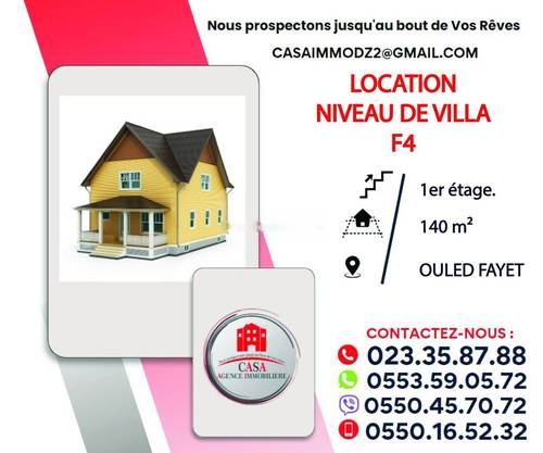 Location Niveau de villa F4 Ouled Fayet