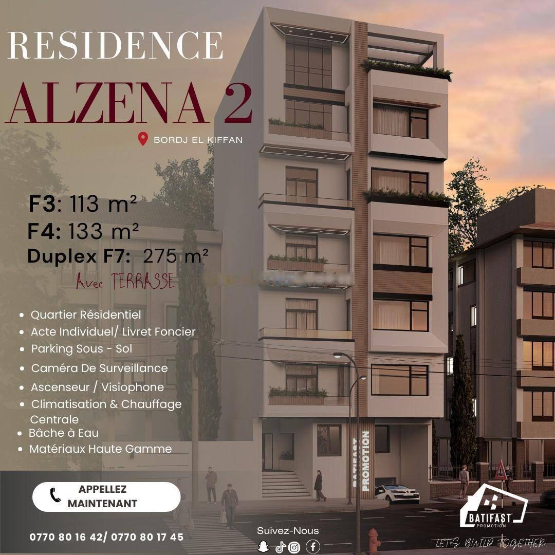Vente appartement f3 bordj el kiffan