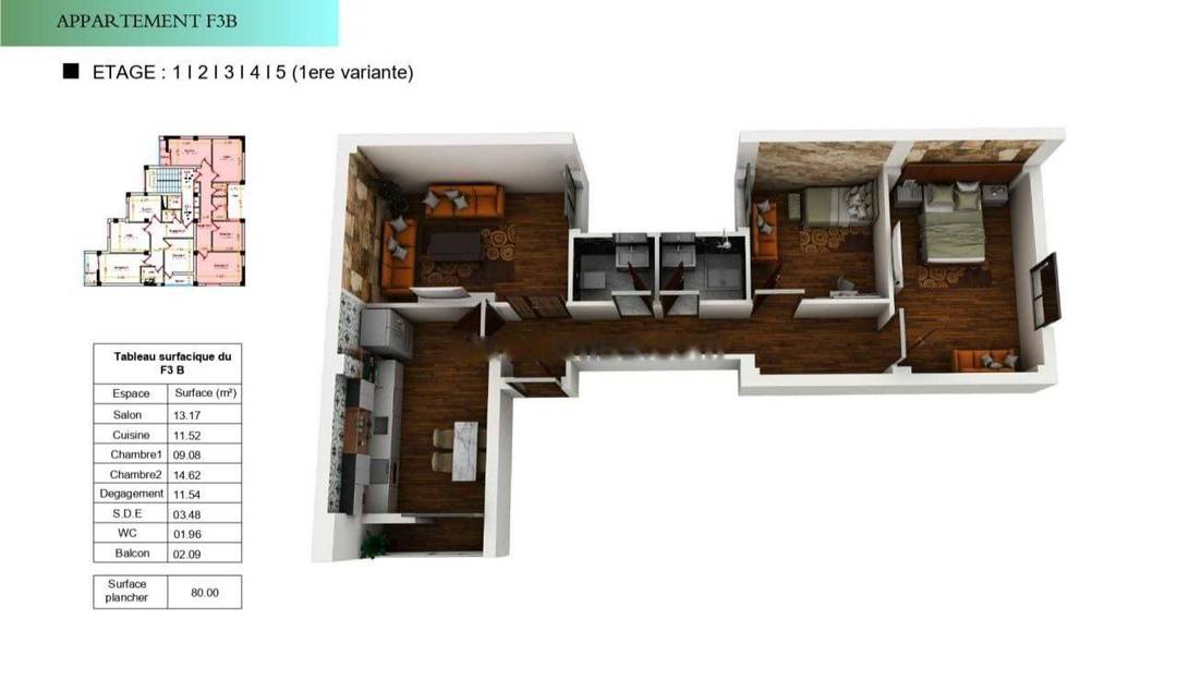 Vente Appartement F3 Bordj El Kiffan