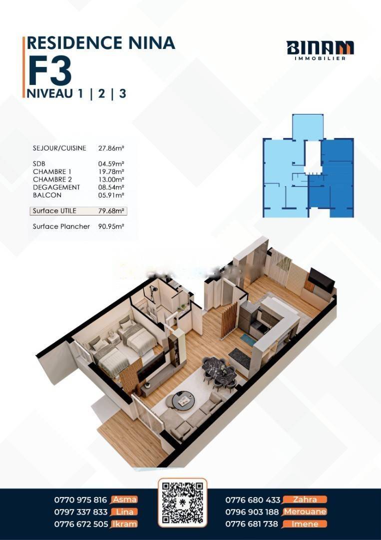 Vente Appartement F3 Mohammadia
